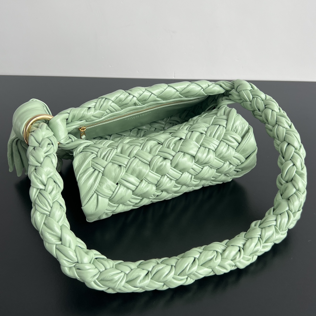 Kalimero Citta Intreccio Leather Shoulder Bag Light Green